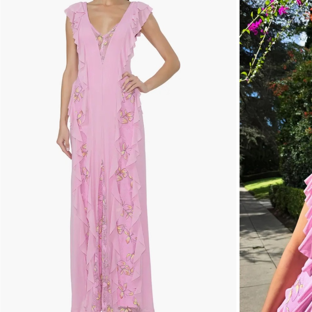 AFRM Trista Lace Lilac Maxi Dress Ruffle